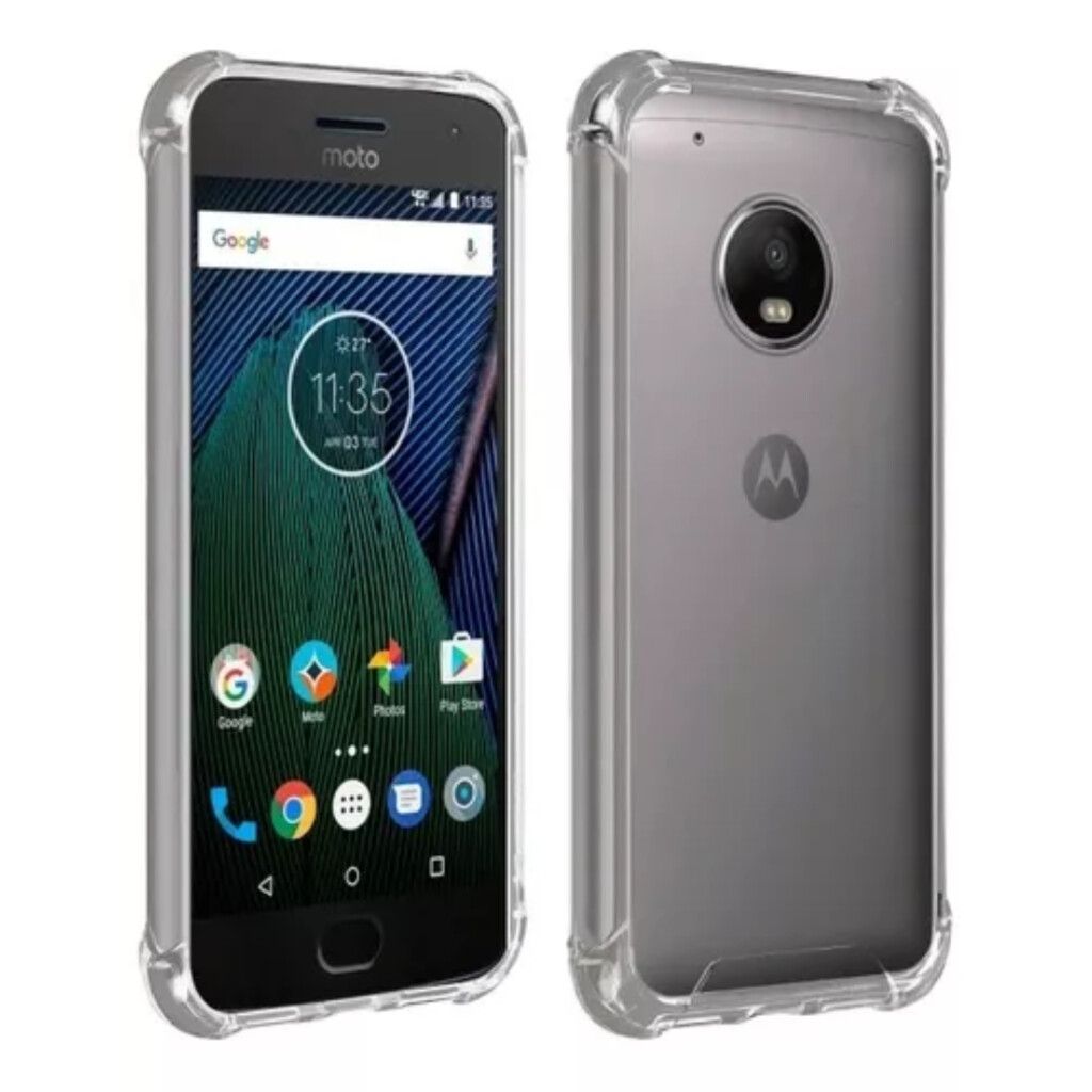 TPU SILICONA MOTOROLA G5S TRANSPARENTE CON BORDE COL: PLATEADO P.GB
